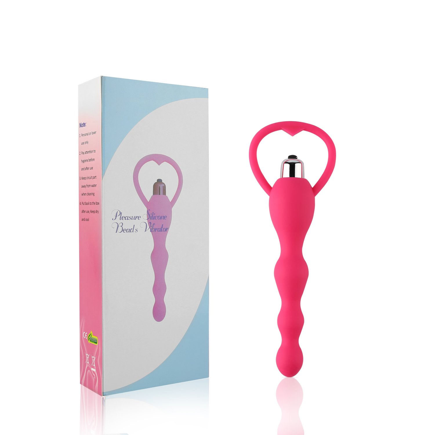 CRDC Life Unisex Safe Anal Beads Massager Silicone Anal Plug Vibrator Massager (pink)