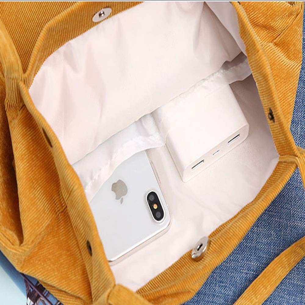 Funtlend Large Cord Bag for Women Corduroy Tote Bag Women Shoulder Handbags Totebag for School Shopping Work College Casual - Image 3