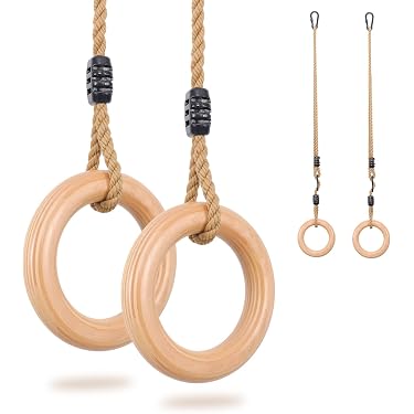 Anillos Entrenamiento Funcional Anillos De Gimnasia De Madera PACEARTH - Soporte 1500 Lbs, Correas Ajustables 4.5m - Para Entrenamiento En Casa Entrenamiento Cuerpo Completo