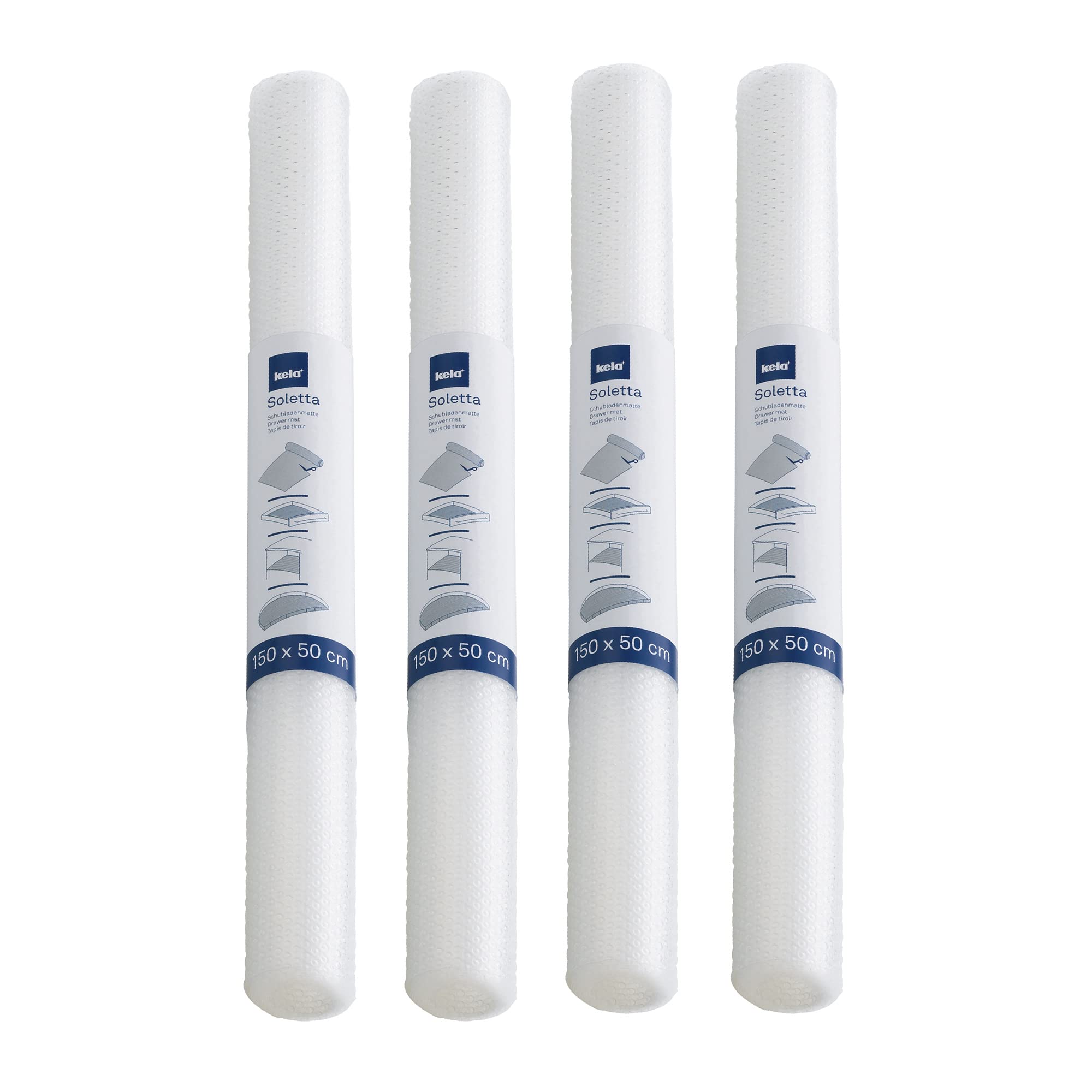 kela drawer mat 50 x 150 cm, cupboard foil transparent, 4 pieces, anti-slip drawer mat, SOLETTA, plastic