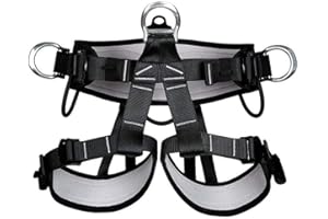 HandAcc Climbing belts, Thicken Professional Safety Belt with Magnesium Alloy Connection Ring, Outdoor Momentum Belt for Rock Climbing, Fire Rescue, Rappelling