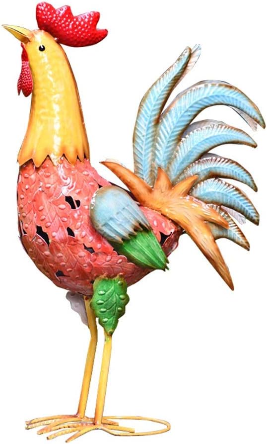 HANXIAODONG Indoor Outdoor Garden Sculptures Statue Garden Decoration Iron Big Rooster Decoration Home Lucky Living Room Gift Cute Ornament Best Art Décor for Patio Lawn Yard Outdoor Home