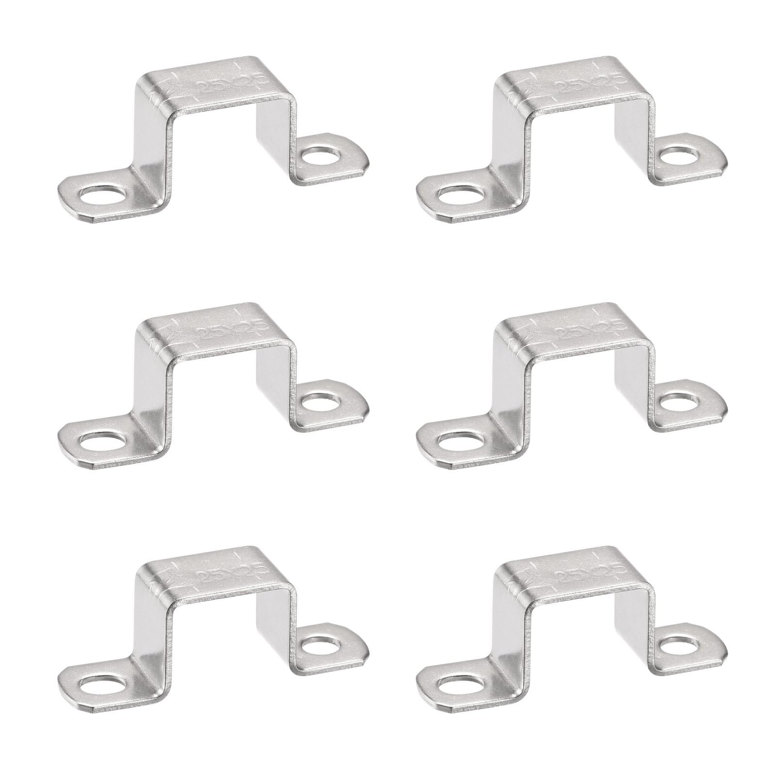 TOP-VIGOR 6Pcs U Shaped Connector Bracket 22 x 27mm 304 Stainless Steel for Door Closed Bar Holder Strut Channel and Fixing Tube Pipe Wire
