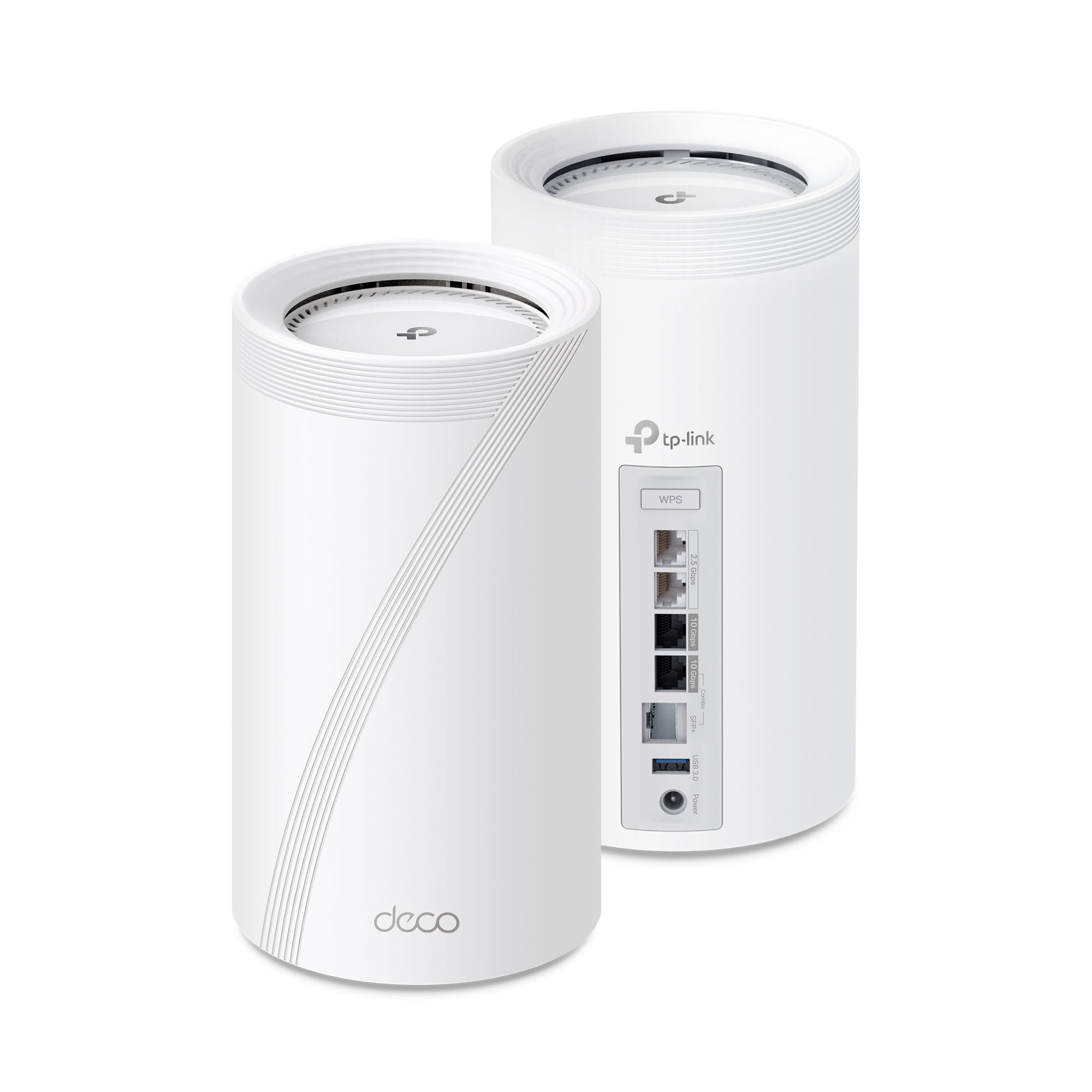 Photo 1 of -Link Deco BE85 Tri-Band WiFi 7 BE22000 Whole Home Mesh System - 12-Stream 22 Gbps, 2X 10G + 2X 2.5G Ports, Wired Backhaul, 8X High-Gain Antennas, VPN, AI-Roaming, 4x4 MU-MIMO, HomeShield (2-Pack)