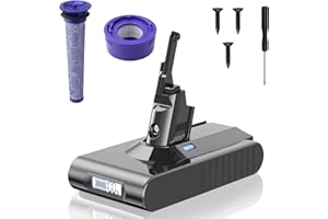 JUNWOOD Upgraded 8.0 Ah 21.6V V8 SV10 215681 Battery Replacement for Dyson V8 Battery Compatible with V8 Absolute V8 Motorhead V8 Fluffy V8 Animal 967834-05 Vacuum Cleaner with LCD Power Display