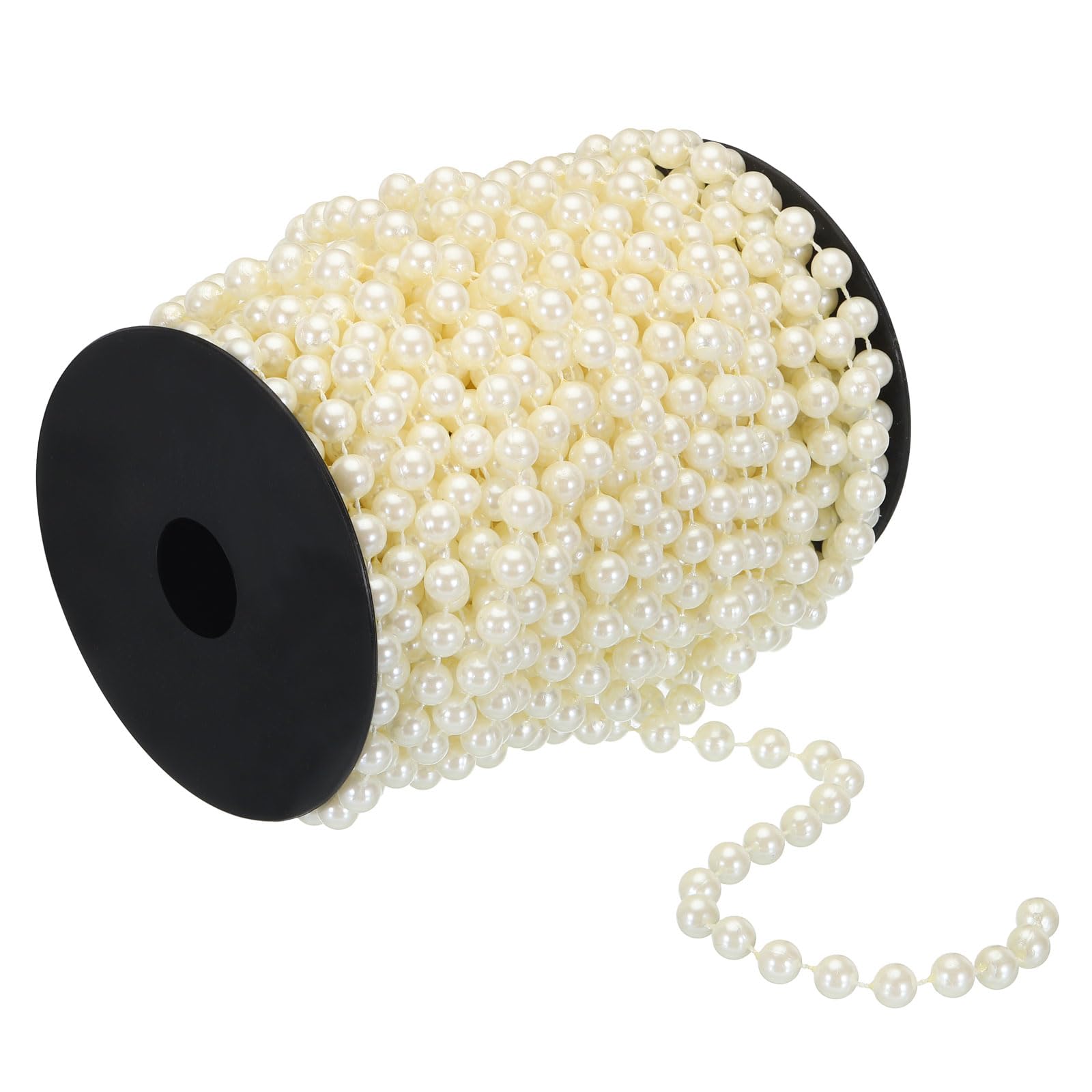 PATIKIL 8mm Faux Pearl Beads Garland, 65.6 Ft Pearl String Chain Pearl Roll for Craft Wedding Party Home Decorative Jewelry Making Christmas Tree, Beige