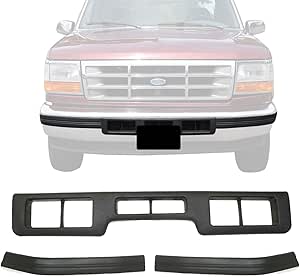 New Front Bumper Molding Center + Molding Pad Left Driver &amp; Right Passenger Side For 1992-1996 Ford F-150 &amp; Bronco / 1992-1997 Ford F-250 F-350 Pickup Direct Replacement F3TZ17K833H F3TZ17K833J