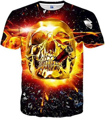 Linnhoy Unisex Casual 3D Pattern Printed Short Sleeve T-Shirts Top Tees L