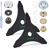 10" x 3 Teeth Carbon Steel Brush Cutter Blades 、3mm Thick Weed Eater Blade | Adapter Kit for Fits Most Straight Shaft Trimmers. Easily Cuts Saplings, Dense Bushes and Weeds.