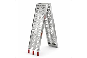 Black Widow Aluminum Folding Motorcycle Ramp, Arched Plate Design, Single Runner, Silver