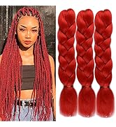 WOME Braiding Hair Extensions Red Color Synthetic Braiding Hair Ombre Jumbo Braids Hair for Gilrs...