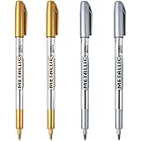 Dyvicl Premium Metallic Markers Pens - Silver and Gold Paint Pens for Black Paper, Glass, Rock Painting, Halloween Pumpkin, C