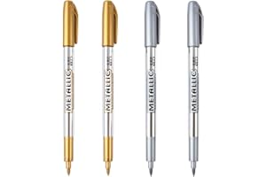 Dyvicl Metallic Markers Pens - Silver and Gold Paint Pens for Black Paper, Glass, Rock Painting, Halloween Pumpkin, Card Making, Scrapbook Album, Christmas DIY Art Craft Kids, Set of 4