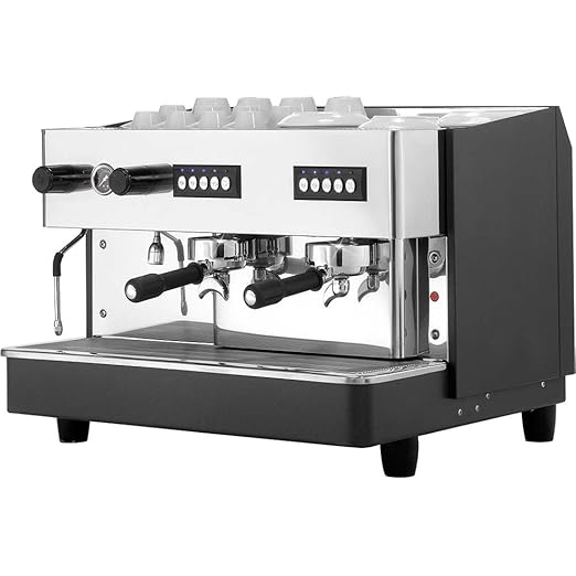 Zweigruppige Siebträgermaschine Kaffeemaschine 650 x 530 x 430 mm 11,5 Liter 2,5 kW 230 V Boiler aus Kupfer elektronische Ste