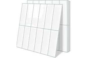 Tiwoos White Peel and Stick Backsplash Kitchen Rectangle Subway Self Adhesive Wall Tiles (10-Sheet,12"x12")