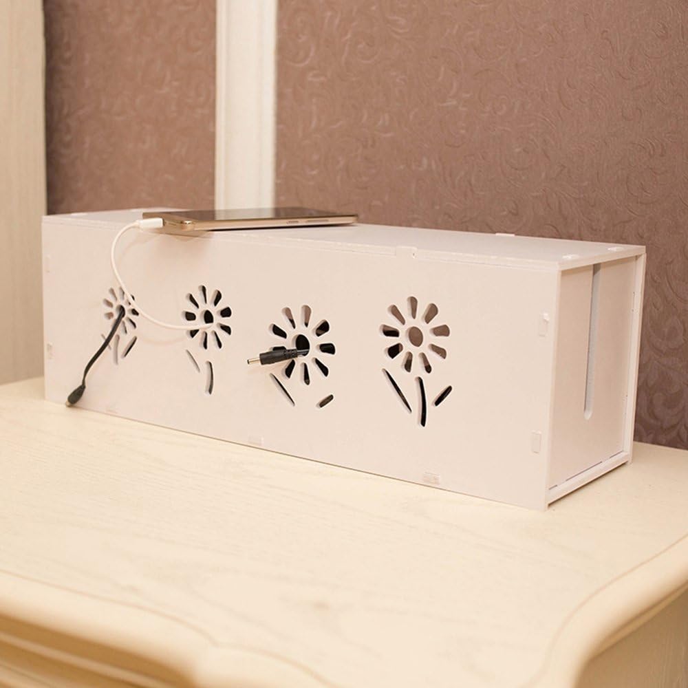 yazi Desktop Cable Organizer Power Box for Desk & TV & Computer Cord Wire Cover Hider Organizer 17.7x6x6" (WxLxH) Dandelion Skeleton Design