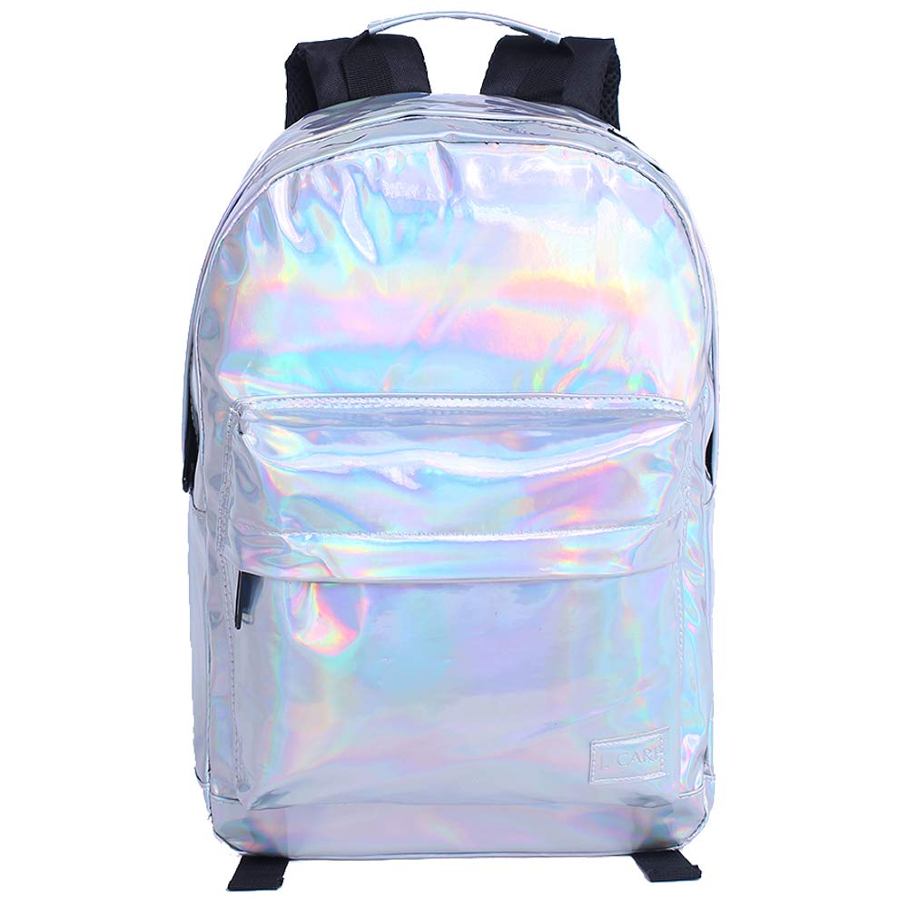 J.CARP Women\'s Backpack, Multipurpose Day Pack, Holographic Silver