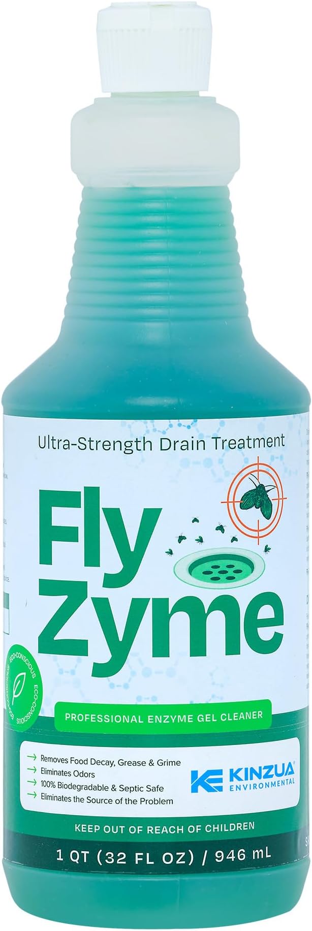 Kinzua Fly-Zyme Enzyme Drain Cleaner 946 ml Drain Gel for Fruit Flies