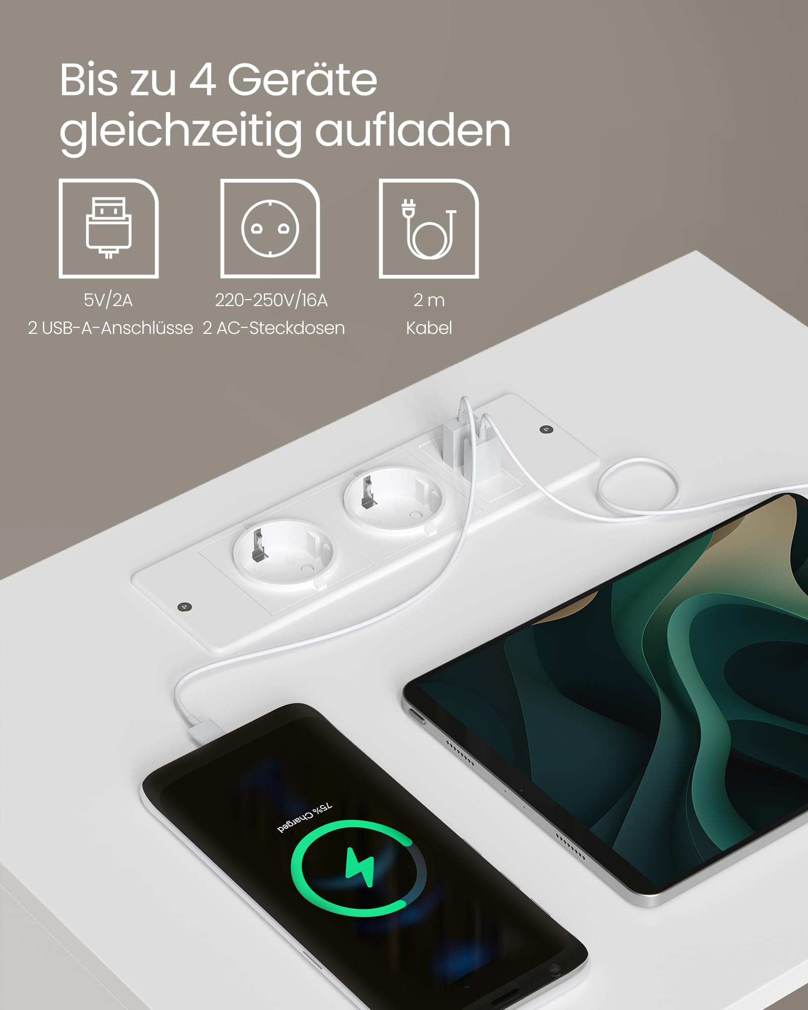 VASAGLE Nachttisch, superschnelle werkzeuglose Montage, Toolless-Technologie, Beistelltisch mit Ladefunktion, Nachtschrank mit Schublade, Schlafzimmer, mattweiß LET777W04 4