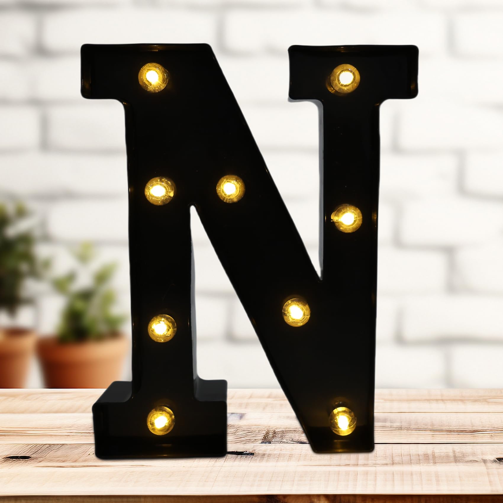 Photo 1 of Led Marquee Letters, 8.58 Inch Black Light Up Letters, Small Led Letter Lights, Battery Powered Lighted Letterfor Table, Party, Birthday, Christmas Decor (Black, Letter N)