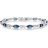 Crysdue Wedding Bridal Bracelets for Brides, Cubic Zirconia Tennis Birthstone Jewelry Gift for Women Prom