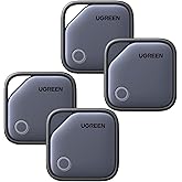 UGREEN FineTrack Air Tracker Tags (iOS Only) 4 Pack, 2-Year Replaceable Battery Bluetooth Tracker Compatible with Apple Find My, Item Finder Smart Tag for Keys, Luggage - [Apple Find My Certified]