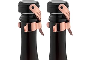 WOTOR Champagne&Wine Bottle Stoppers Stainless Steel with Food Grade Silicone, Leak Proof Keep Fresh Reusable Saver, Cork Suitable for Wine, Champagne, Cava, Prosecco and Sparkling (2 Pack Rosegold）
