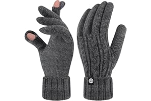 MA COWCF Winter Women's Cable Knit Gloves with Touchscreen figer hole Cashmere Elastic Thermal Warm Gloves for Cold weather