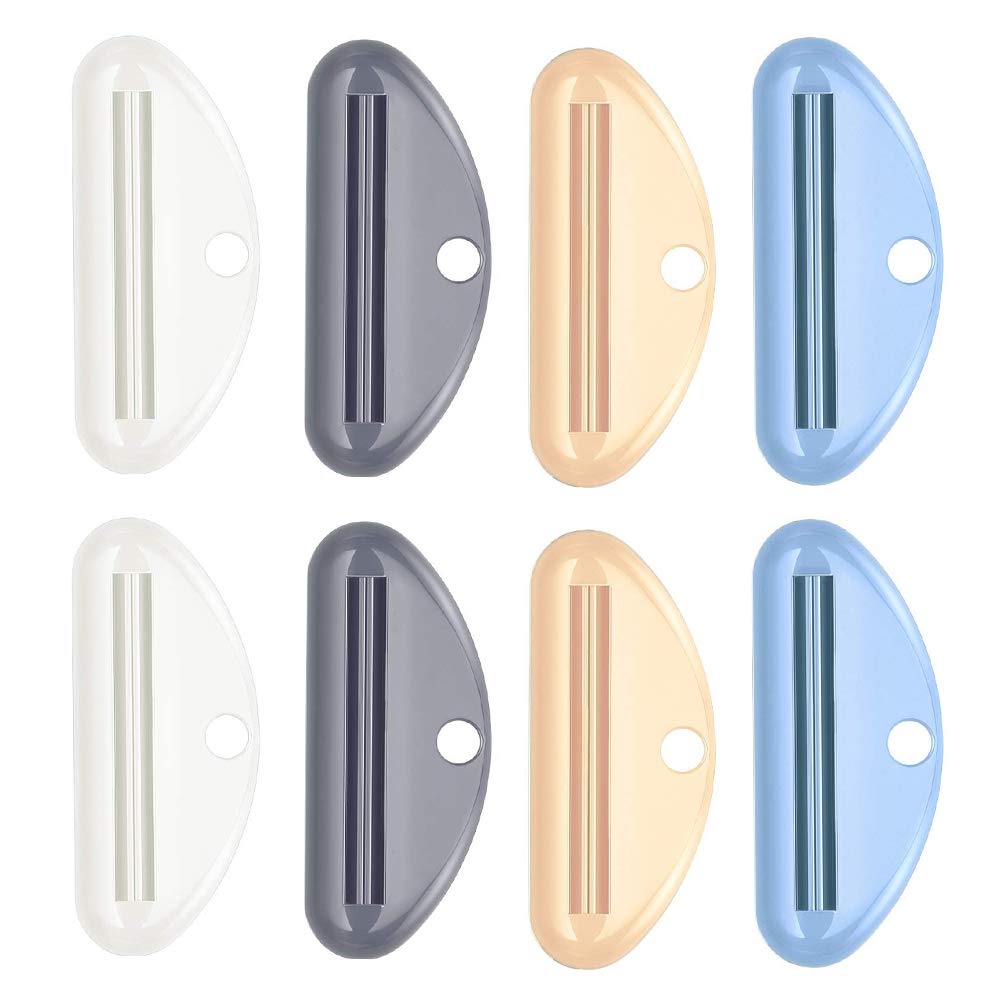 8 Pcs Tube Toothpaste Squeezer Toothpaste Clips D Shape Cosmetic Cream Tube Squeezer Dispenser Clip for Bathroom (Random Colors)