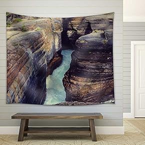 Scenic Views of The Athabasca River, Jasper National Park, Alberta, Canada - Fabric Wall Tapestry Home Decor - 51x60 inches