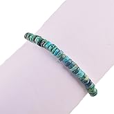 Natural Chrysocolla Bar Bracelet, Heishi Beads Gemstone, Adjustable Slider Chain, Energy Healing Crystals, Birthday, Gift for Her, Gemstone Jewelry for Women 10-inch AAA+ Quality (Chrysocolla)
