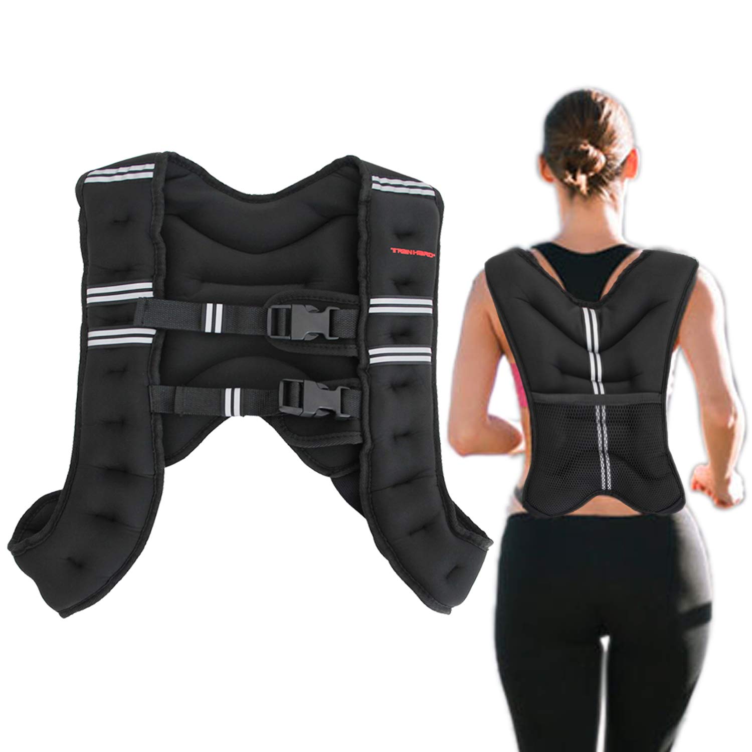 TrainHard Weighted Vest 5kg / 8kg / 10kg Running Vest X-Style Training Vest for Bodybuilding, Running, Fitness, Cross-Training (10 kg)