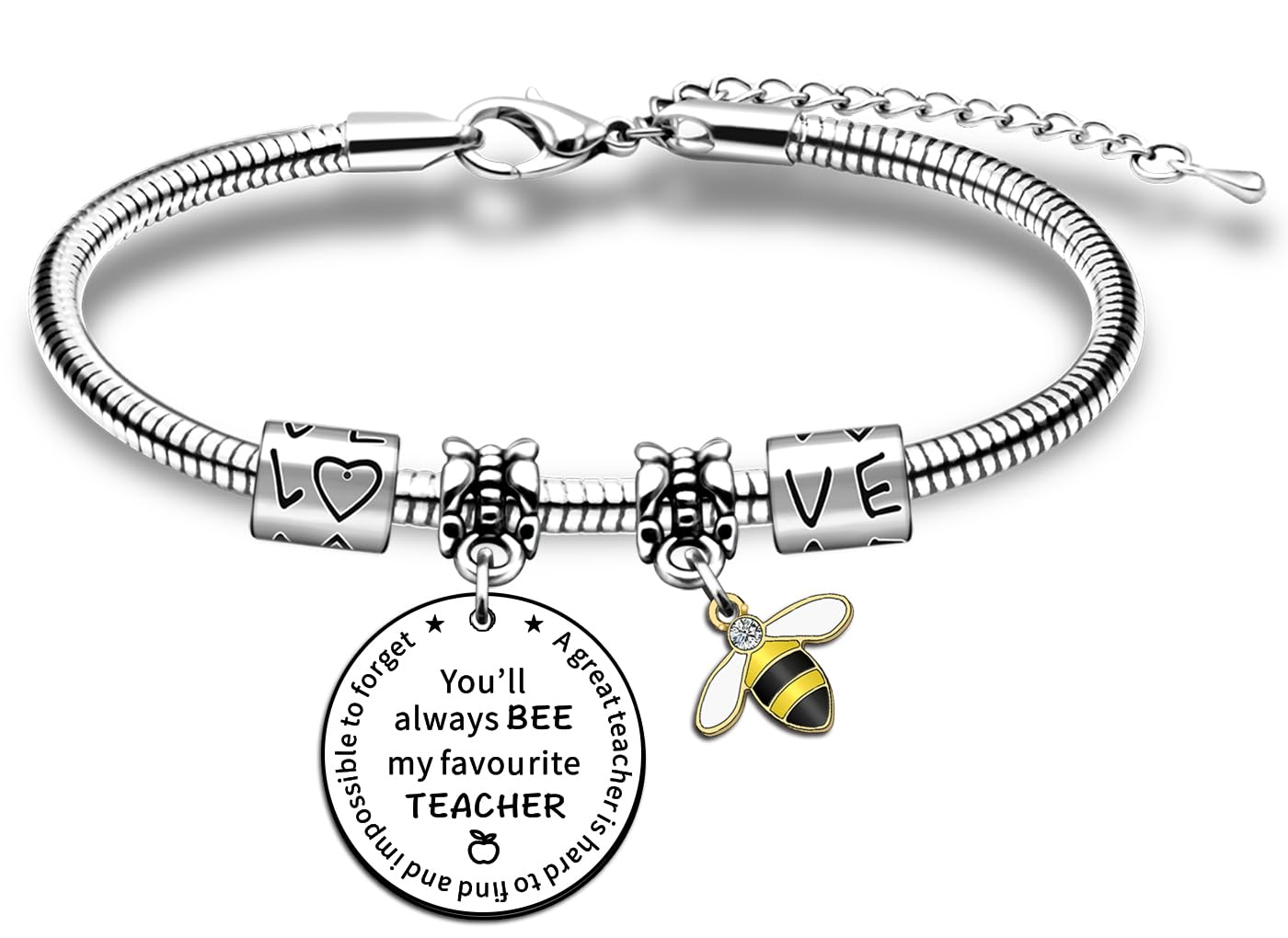 JMIMO Charm Teacher Bracelet Teacher Appreciation Gifts Thank You Gifts For Teacher Cute Bee Presents