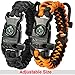 Paracord Bracelet K2-Peak – Survival Bracelets with Embedded Compass Whistle EDC Hiking Gear- Camping Gear Survival Gear Emergency Kit (Black/Orange Adjustable)