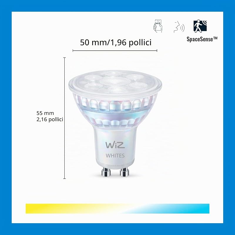 GU10 Smart LED Glass Bulb - Sostituzione GU10 da 50W, sfumature di bianco, Wi-Fi/Bluetooth, controllo vocale/App, funziona con Google Home, Alexa e HomeKit, 2 lampadine