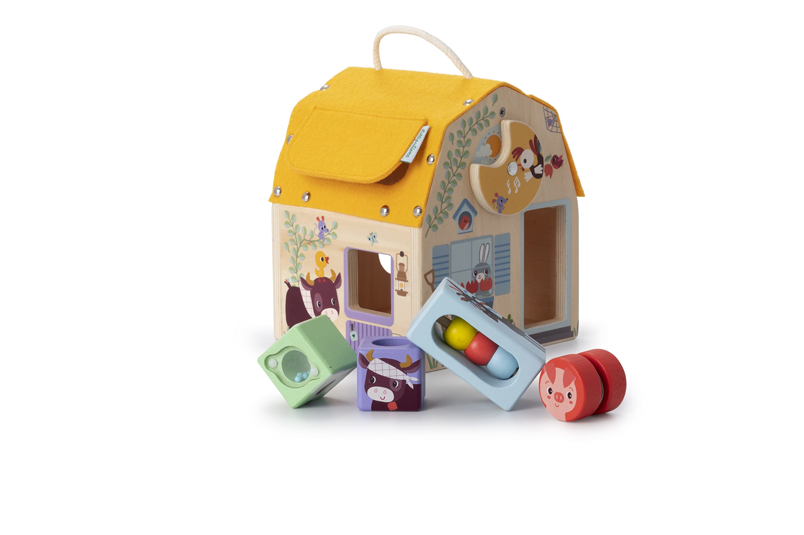 LILLIPUTIENS - Sound Shape Sorting House - Educational wooden toy with animals, shapes, and different sounds - Develops motor skills, imagination, and thinking - Baby toy - From 12 months - 83445