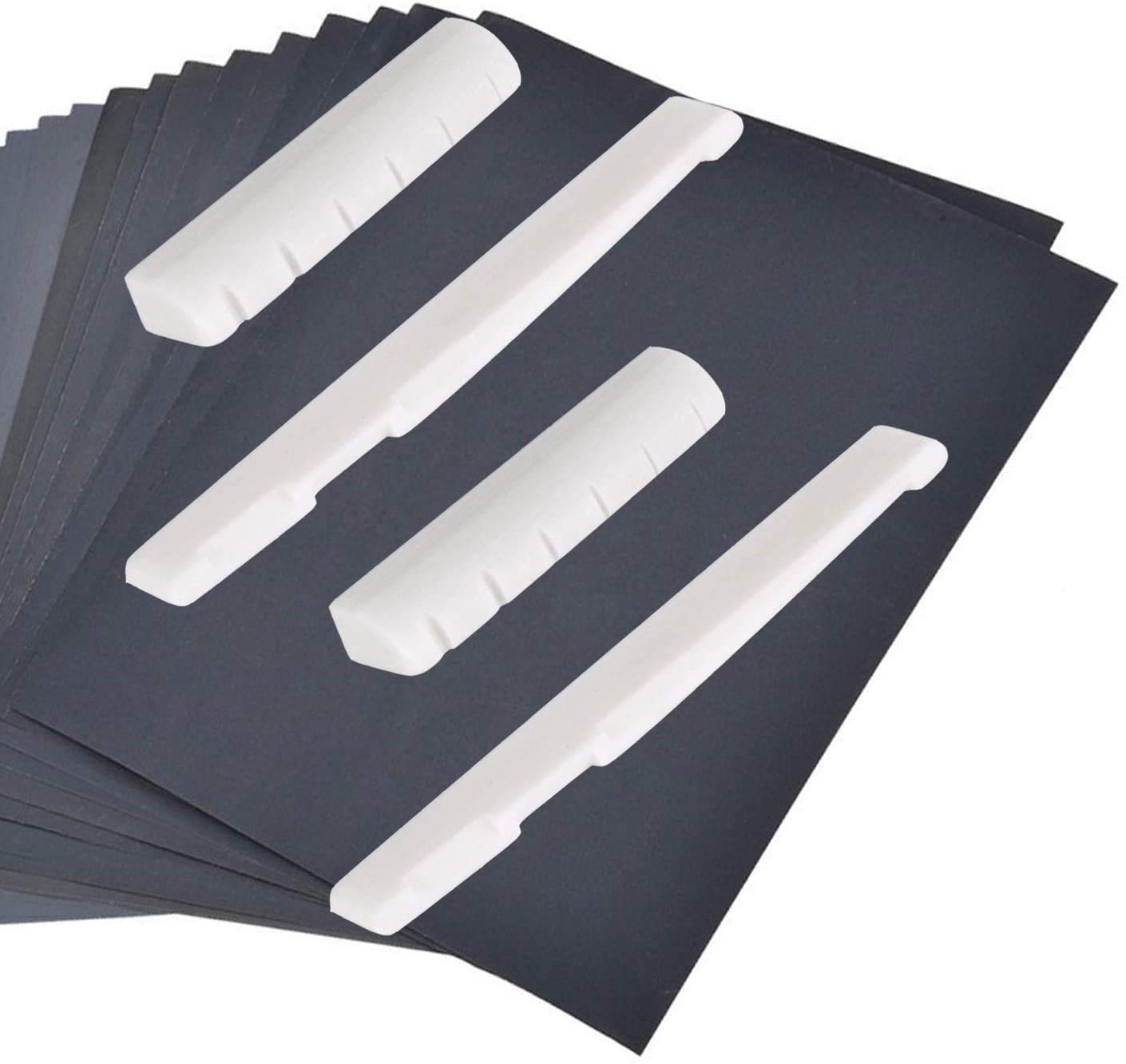 Two Set Real Bone Acoustic Guitar Bridge Saddle Nut Replacement for 72mm 43mm