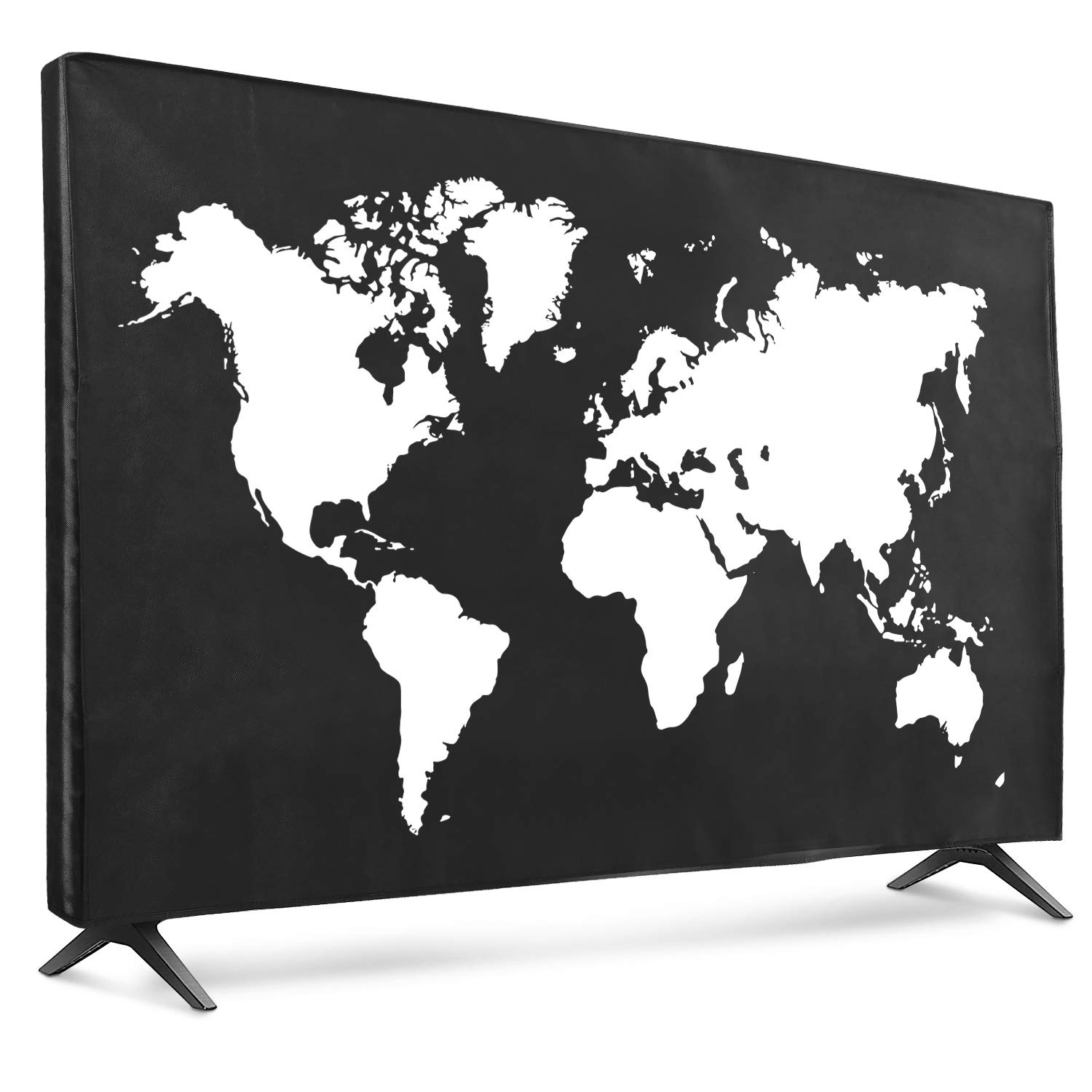 kwmobile Indoor 55" TV Cover – Television Dust Cover Screen Protector – TV Screen Dust Protection – Synthetic Fabric White/Black