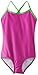 Kanu Surf Girls' Layla Beach Sport Banded 1 Piece Swimsuit, Solid Pink, 5