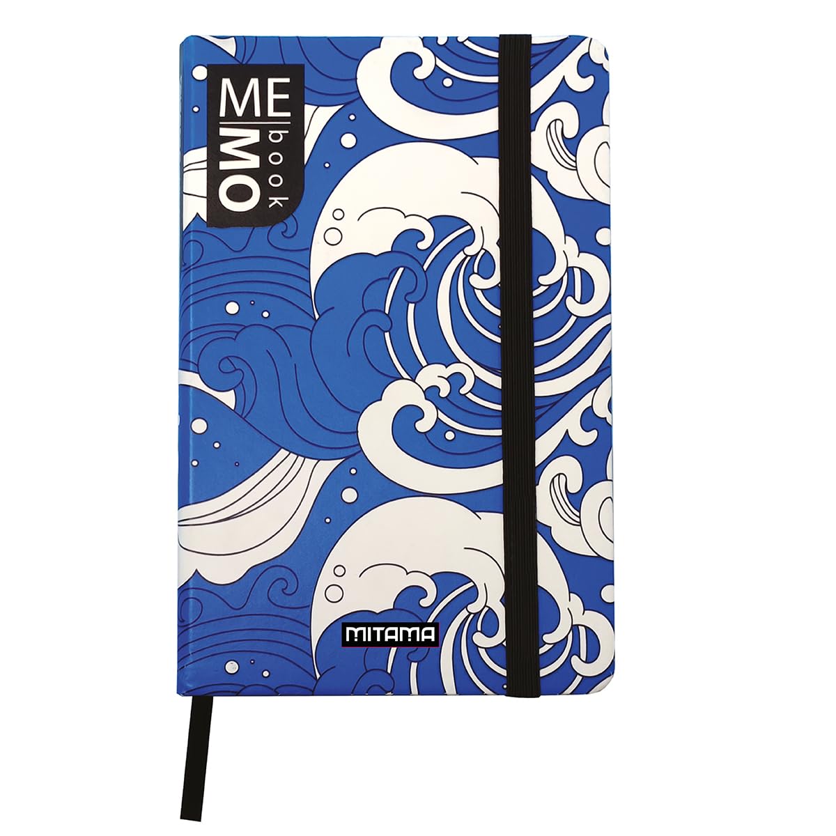 Mitama Large Notebook - Waves Graphics - Memo Book - Notebook - Soft Touch Cover - Inner Pocket + Pencil Included - Lined Paper - 13 x 21 cm