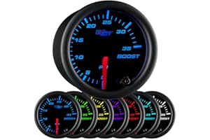 GlowShift Black 7 Color 35 PSI Boost Gauge by GlowShift