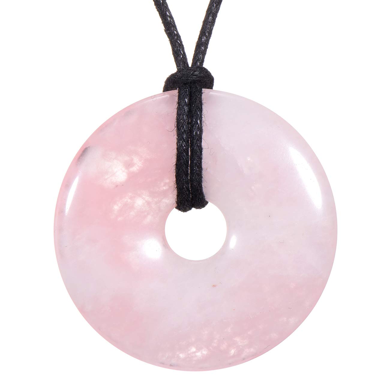 Morella Women's Necklace 31.5 inch - 80 cm Gemstone Donut gem Pendant Rose Quartz in a Velvet Bag — image 1