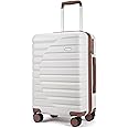 CLUCI Carry On Luggage with Spinner Wheels,Lightweight Hardside Suitcase PC Hardshell Luggage with TSA Lock,20" Carry-On(Beige)
