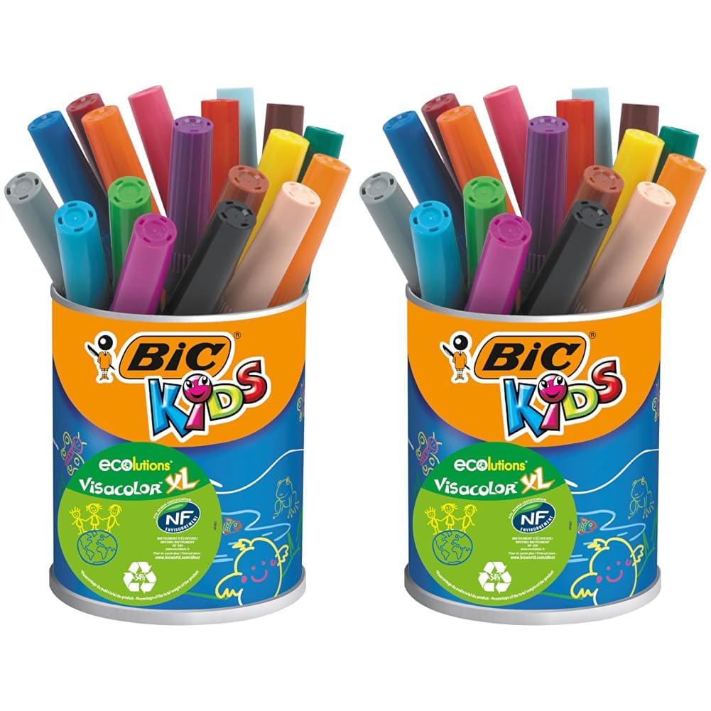 Bic Kids Visacolor XL ECOlutions Colouring Pens 18 Pot (Pack of 2)