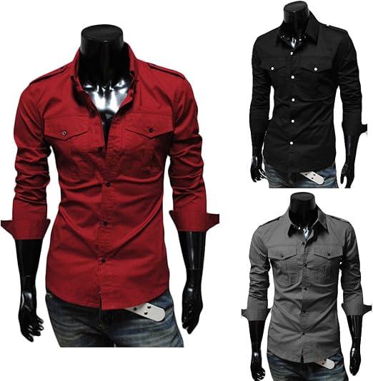 mens 2 pocket long sleeve shirts