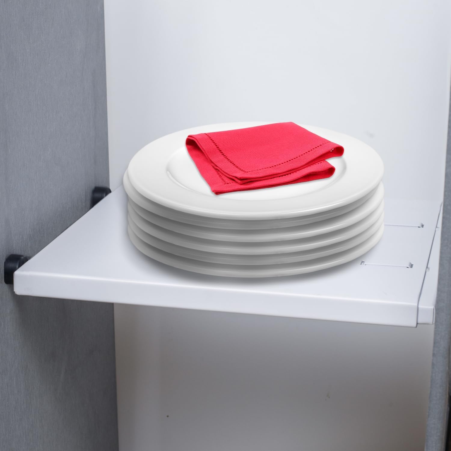 Photo 1 of Home in Bold Metal Adjustable Locker Shelf | Heavy Duty Powder-Coated Steel Locker Organizer for School & Gym (Eggshelf White, Small (11"- 18"))