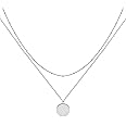 MEVECCO Layered Heart Necklace Pendant Handmade 18k Gold Plated Dainty Gold Choker Arrow Bar Layering Long Necklace for Women