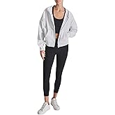 DKNY womens Studded Logo Full Zip Fleece Hoodie