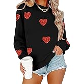 kfulemai Womens Valentines Sweatshirt Funny Love Heart Long Sleeve Graphic Shirt Casual Pullover Top