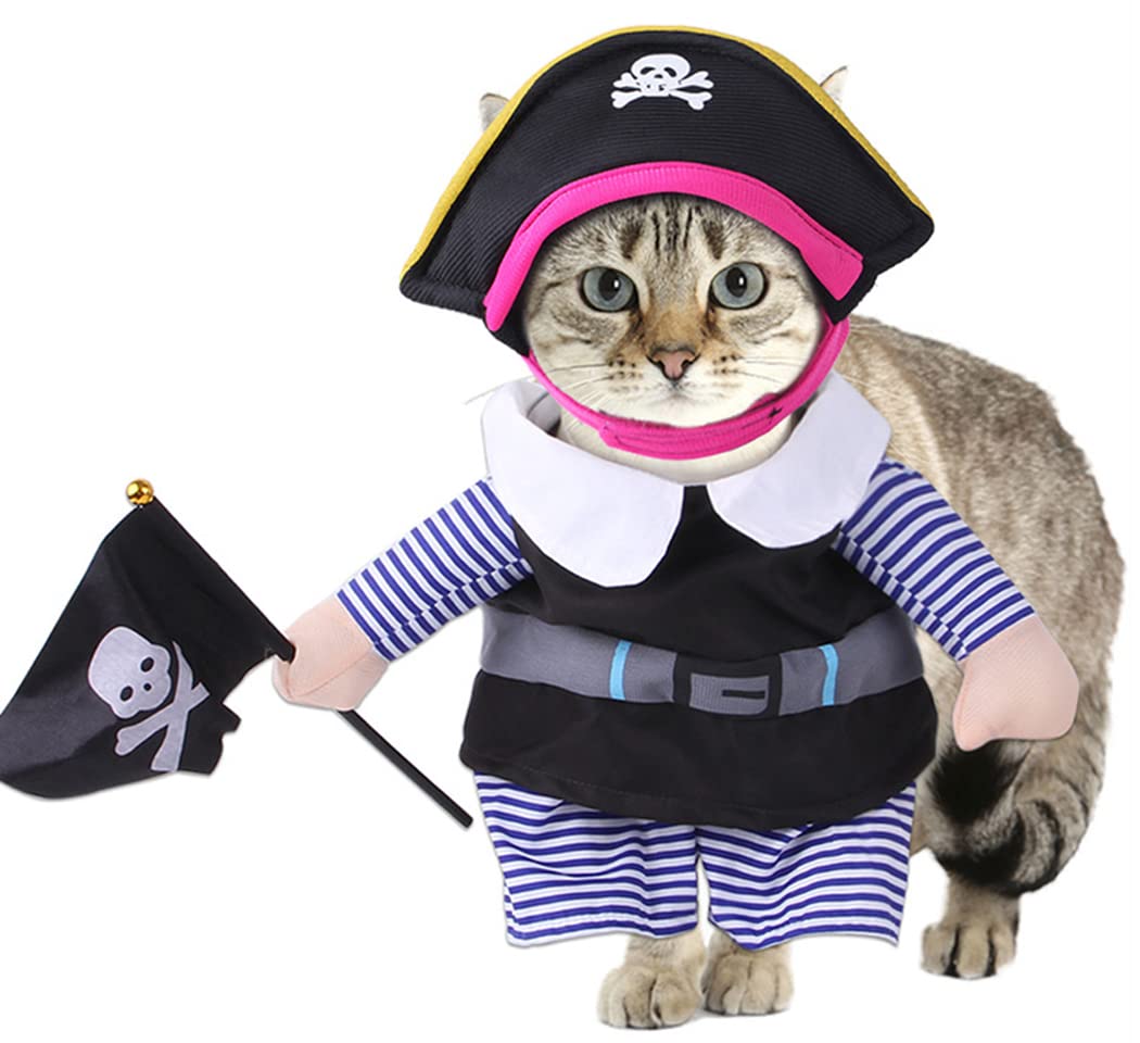 XIAOYU Pirate Dog Costume Pet Clothes Cat Apparel for Dog Cat Halloween Christmas Holiday Party Cosplay, M
